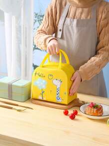 1pc Cartoon Pattern Insulated Lunch Bag, Soft Corduroy Lunch Box, Leak-Proof Thermal Lunch Bag Large Capacity Lunch Tote, Waterproof Lunch Container, Cosmetic Case, Travel Toiletry Bag, Cosmetic Travel Pouch