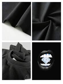 Glamorous And Luxury Inspired Men's T-Shirt With Diamond Mouth Graphic, 100% Cotton 220g - 黑色 - 查看 4