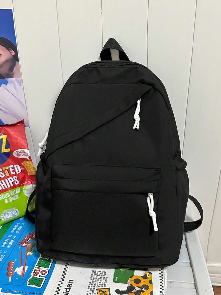 1个新款尼龙甜美柔软纯色大容量学生背包，简约纯色背包，适合大学生，女生尼龙书包，适合青少年女孩，女士旅行单肩包