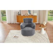 Silla giratoria acolchada de 360° con reposacabezas ajustable para sala de estar, dormitorio, oficina y hotel, gris-9197 - Multicolor - Ver 6