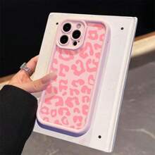 [Funda de leopardo rosa] Funda de teléfono de estampado de leopardo rosa de Apple | 1 pieza, compatible con 16, 15, 14, 13, 12, 11, XS Max, X, Plus, Pro Max, protección completa de la lente, cubierta protectora de material TPU suave, protector de teléfono inteligente a prueba de golpes