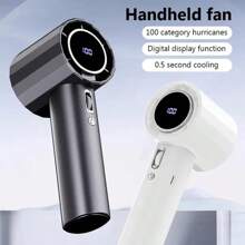 1PC Portable Handheld Turbo Fan 1800mAh 100 Gear High-Speed Cooler Rechargeable Digital Display Desk Fan For Outdoor