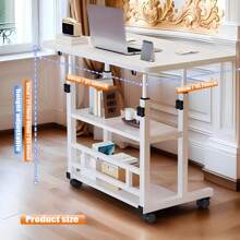 1 Mobile Multi-Purpose Computer Desk, Home Bedroom Bedside Desk Computer Desk, Bedroom, Living Room Dormitory, Lazy Simple Student Writing Desk, Movable And Adjustable Height Laptop Desk, Wheels Can Rotate 360%