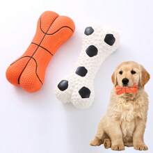 1 Pc, Latex Material, Basketball And Football Bone Toys, Outdoor Chewing And Sound Relief Dogs And Cats Pet Toys