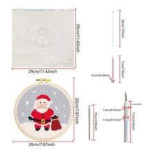 [Christmas Limited Edition] Punch Embroidery DIY Kit - Santa Claus + Embroidery Hoop + Punch Pen Full Set, Includes Colorful Threads & Punch Needle, Christmas Blessing Gift, Holiday Decoration Handmade Gift