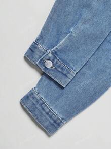 Distressed Hem Pocket Denim Jacket, Casual Street Style Versatile Fit, Elastic-Free, Suitable For All Seasons
