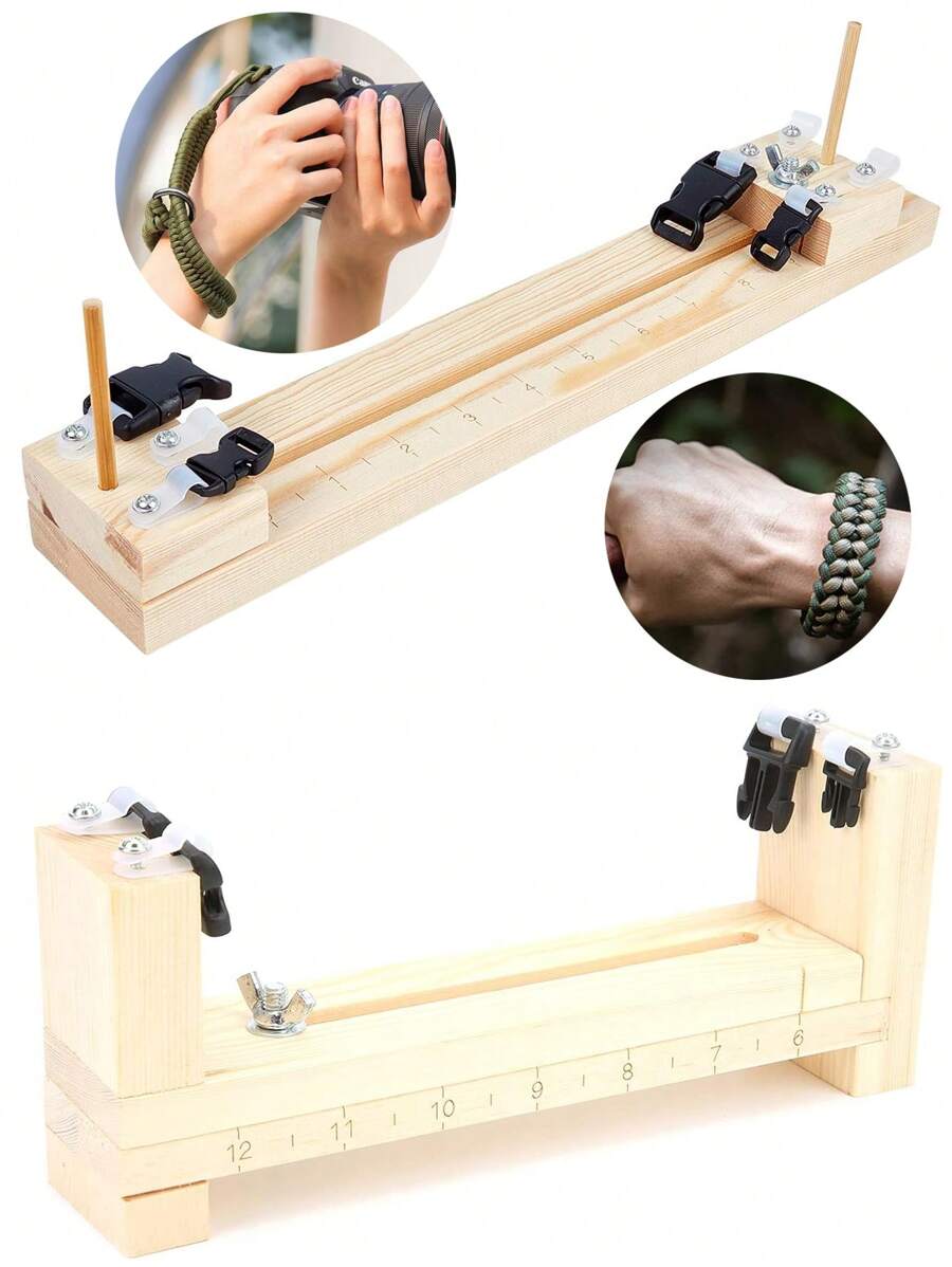1 Stück Paracord Armband Herstellung Holzrahmen Werkzeug, einstellbare Länge Flechten DIY Handwerk Herstellungswerkzeug