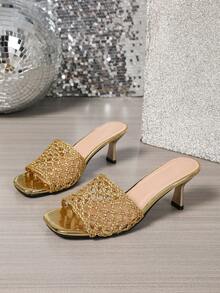 2025年新款水钻装饰女士高跟凉鞋