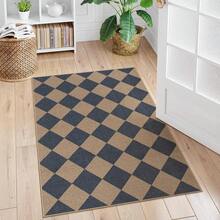 Checkered Easy Jute 3x5 Outdoor Patio Rug, Washable Rugs For Entryway Diamond Indoor Outdoor Living Room Carpet, Farmhouse Neutral Non Slip Black Door Carpet For Backyard Bedroom - 藍色/棋盤格-2 - 查看 5