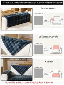 1pc Thick Plush Sofa Cushion Cover, All Season Anti-Slip Sofa Slipcover, Dust-Proof And Washable, Pet Friendly Protective Cover, Adjustable For Corner Sofa, Bedroom, Office, Living Room 1/2/3/4 Seater - 深灰色 - 查看 16