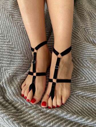 Sexy Foot Ring For Women Elasticity Lingerie Bondage Strap Goth Punk Fashion Foot Harness Women's Fetish Accessories