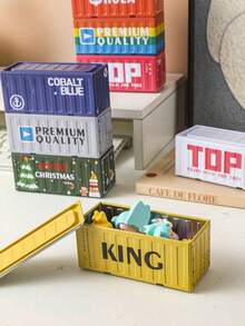1pc Mini Metal Container Storage Box, Vintage Industrial Style Iron Tin Model Desktop Decor, Prop For Photoshoot, Desktop Office Supply Storage, Small Item Organizer, Great For Mother's Day, Father's Day, Thanksgiving, Christmas, New Year Gift - Multicolor - View 6