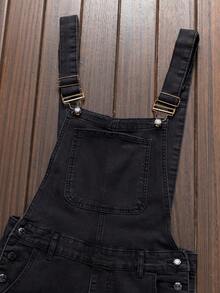 Men's Street Versatile Casual Ripped Hole Multi Pocket Workwear Overalls - Black - View 4