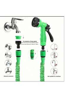 3 Times Extension Expansion Water Pipe After Passing Water, High-Pressure Irrigation Washing Car Sprinkler Pipe Shrinkage Garden Hose Spray Gun Tool, Watering Equipment - Green - View 5