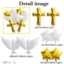 30/37/143/100/2/10/80 件第一次圣餐装饰洗礼十字气球白色气球用于圣餐上帝保佑洗礼纪念主题生日复活节派对装饰（金色） - 彩色 - 查看 13