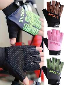 1 par de guantes deportivos antideslizantes para niños, de media-dedos | Deportes al aire libre, ciclismo de montaña, pesca, adecuado para niños y niñas