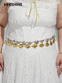 Hershine 2 Stück elegante Bauchkette aus Zinklegierung mit Muschelkette, vielseitiges Accessoire, passend zu Kleid, Rock, Jeans, geeignet für Arbeit, Urlaub, täglichen Weg, Treffen mit Freunden, Party, Hochzeit Sommer