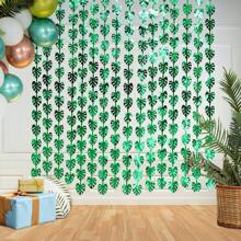 Hawaiianische tropische Party-Dekoration, grüne Palmenblatt-Girlande 3,3X6,6 Fuß Folienfransenvorhänge Hintergründe, tropische Palmenblatt-Folienfransenfahne für "Wild One" Geburtstage, Lula, und Dschungel-Dinosaurier-Partys, perfekt für Sommer-Strand- und Pool-Partys, hawaiianische Themen-Events, Geburtstage & mehr Kunststoff-Fotorequisite