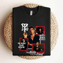 180g Pure Cotton  Gangster Movie Men's T-Shirt Storyboard Plot Movie Quotes Money Power Fashion Versatile Designer Clothes Casual Print Round Neck Short Sleeve Comfortable Top For Everyday Wear Soft Homme Graphic Stretched Streetwear Slightly Stylish Breathable Summer For Women Unisex.