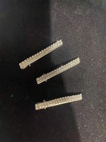 3 pièces Ensemble de clips à la tempe avec strass étincelants, motif géométrique. Accessoires capillaires de fête décontractés. Pinces à cheveux à griffes en cubic zirconia