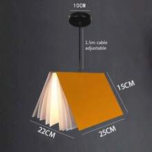 Luminária pendente criativa estilo nórdico faça você mesmo, luminária pendente personalizada para sala de jantar/quarto, luminária de decoração para casa, em formato de livro, design faça você mesmo, luminária pendente moderna estilo macaron, abajur de ferro + policarbonato, branco/amarelo/rosa/azul, adequada para decoração de casa, sala de jantar, quarto e sala de estar, soquete E27, lâmpada fácil de substituir (lâmpada não incluída)