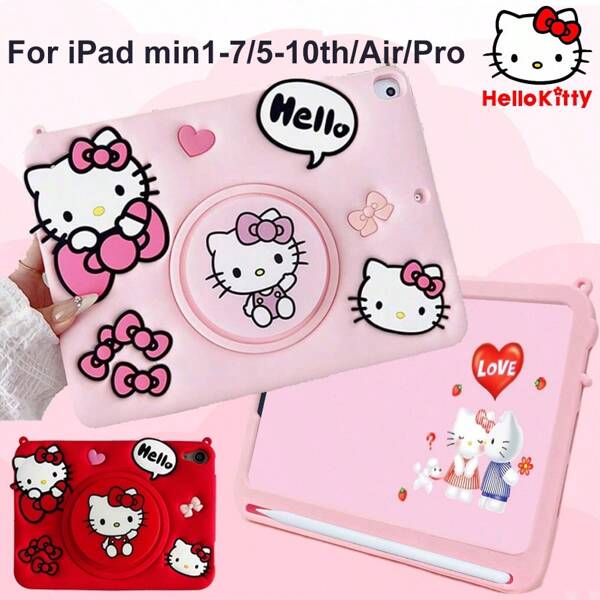 Sanrio Hello Kitty Cute Cartoon Case Compatible With Ipad Mini1234567/56789th/10th/Air/Pro-Kids Girls Boys Pink, [Anti Drop, Anti Shock, Anti Slip, Anti Fingerprint] Made Of Silicone Material, Fashionable, Personalized, Creative And Luxurious Tablet Computer Protective Case Compatible With Ipad 9.7/10.2/10.5/10.9/11 Inches,Kuromi My Melody