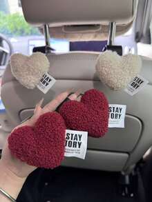 可爱治愈系毛绒爱心汽车椅背挂钩车内座椅收纳用品装饰车内摆件女