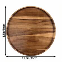 1 szt. Drewniany talerz/taca, okrągły, solidny drewniany półmisek do serwowania, kreatywne owoce, przekąski, słodycze, taca na herbatę - trwały i modny przedmiot kuchenny odpowiedni na kolację, przekąskę, herbatę, kawę, owoce