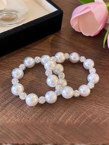 2 件装水钻和人造珍珠发圈、发带、发带、手链，适合作为礼物送给朋友和最好的朋友 - 閃閃珍珠 - 查看 6