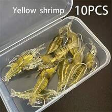 10pcs Bionic Soft Shrimp, 4cm/1.57in Jigging Soft Artificial Fishing Lure With Hook, Fishing Accessories For Trout Bass