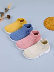 1 par de zapatos ligeros para niños pequeños con suela suave y transpirable de malla, adecuados para uso casual tanto en interiores como en exteriores, para primavera/otoño - Azul - Ver 1