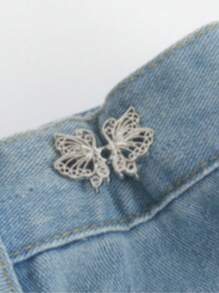 1 Pair Butterfly Waist Shaping Belt Buckles, Detachable Seamless Zinc Alloy Denim Buckle Waistband Adjuster