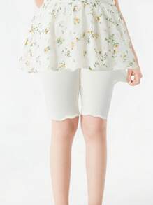 Set de 5 piezas de leggings de verano para niñas, pantalones capri casuales para niños, versión delgada para primavera/verano, leggings de 3/4 con dobladillo con volantes, color blanco, rosa, gris, negro, unicolor, minimalista versátil, adecuado para uso diario, leggings suaves y cómodos, se pueden combinar con blusas y vestidos para volver a la escuela