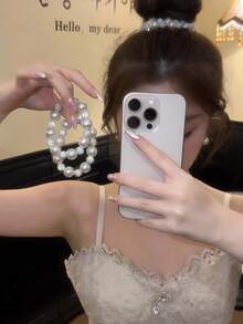 2 件装水钻和人造珍珠发圈、发带、发带、手链，适合作为礼物送给朋友和最好的朋友 - 閃閃珍珠 - 查看 2