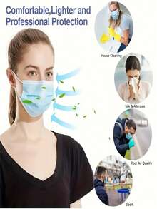 100 Disposable Masks, Made Of Three Layers Of Non-Woven Fabric, Dust-Proof Face Masks, Personal Protective Equipment, Breathable Masks, Suitable For Both Men And Women, Applicable For Home, School, Office And Outdoor Use, For Daily Use - Multicolor - View 4