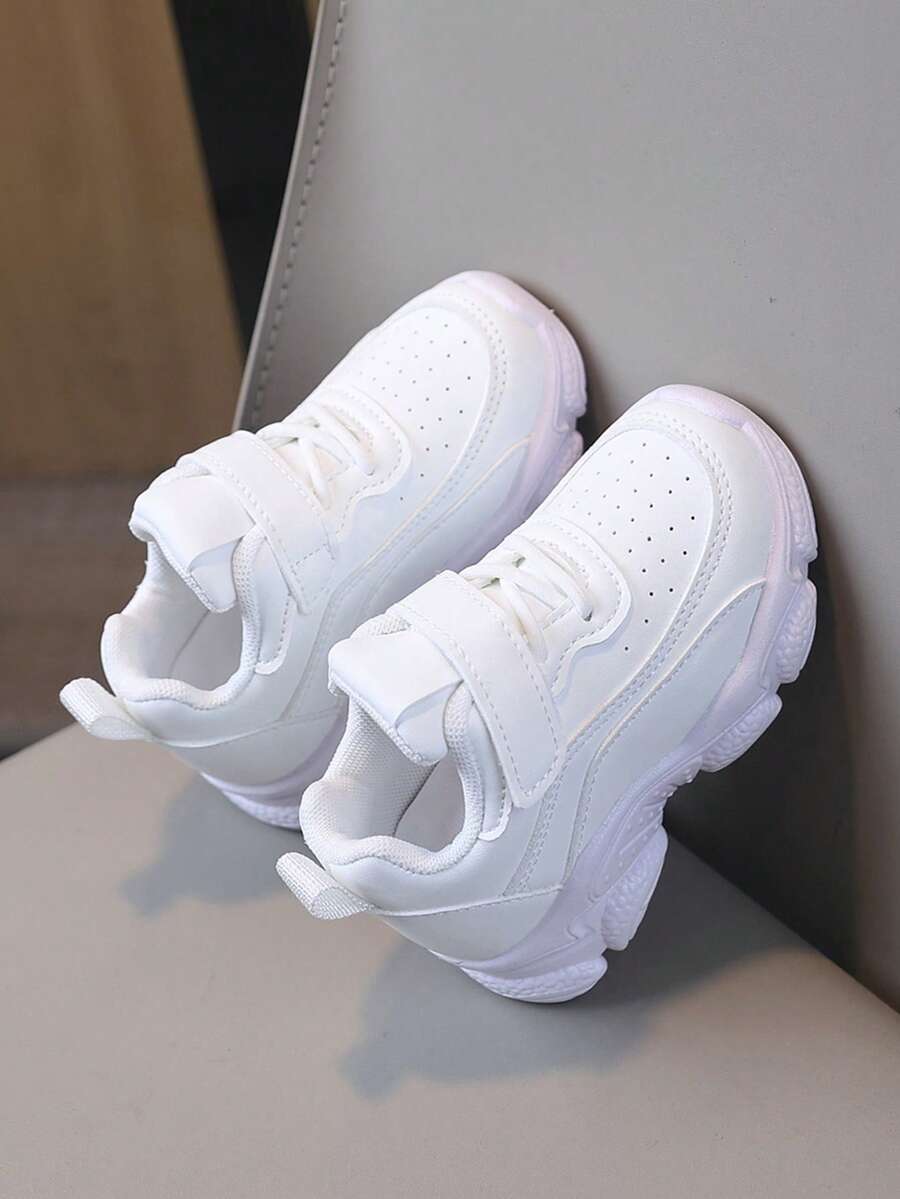Boys And Girls General Small White Shoes, School Children Sneakers, Students Sports Casual Shoes, Outdoor Activities With White Sports Shoes, Non-Slip, Running Shoes - White - View 1