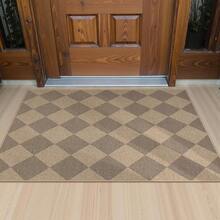 Checkered Easy Jute 3x5 Outdoor Patio Rug, Washable Rugs For Entryway Diamond Indoor Outdoor Living Room Carpet, Farmhouse Neutral Non Slip Black Door Carpet For Backyard Bedroom - 自然/棋盤-2 - 查看 2