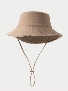 1pc Men's New Summer Outdoor Fashionable Wide Brim Bucket Hat With Rope, Casual Sun-Shading Hat For Daily Wear Men's Sun Hat Summer Hat, Suitable For Summer Outdoor Activities Such As Hiking And Fishing