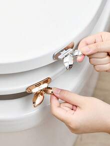 2pcs Toilet Seat Up Handle, No Hands Touch Toilet Seat Lift, Bathroom Adhesive Toilet Lid Lifter Bathroom Accessories Bathroom Organizer Back To School Storage - Multicolor - View 2