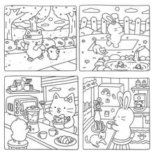 Libro para colorear para adultos y adolescentes con personajes animales súper lindos en momentos de Hygge acogedores para relajación (Espacios acogedores para colorear) - Regalos para amigos, parejas y familia