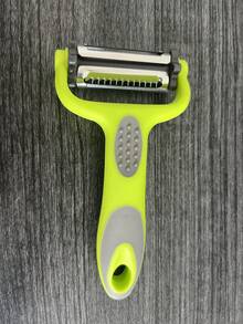 1 件三合一不锈钢水果蔬菜削皮器、切片器、切丝器、旋转式削皮器、切丝器、切块器、土豆削皮器、黄瓜切片器、胡萝卜切丝器。多功能厨房工具，易于清洁，经久耐用，挂钩设计 - 终极厨房配件！ - 綠灰色 - 查看 10