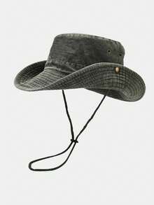 1pc Outdoor Fishing Hat Men British Style Sunshade Hat Summer Foldable Sun Protection Hat Washed Denim Bucket Hat Anti-UVMen's Sun Hat Summer Hat, Suitable For Summer Outdoor Activities Such As Hiking And Fishing