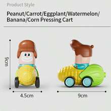 Carrito de muñeca para niños, regalo para niños y niñas de 3+ años, diseño lindo de frutas y verduras, carrito de muñeca con fricción para empujar, carro de muñeca, regalo de cumpleaños para preescolar, juguetes para niños pequeños - Multicolor - Ver 8