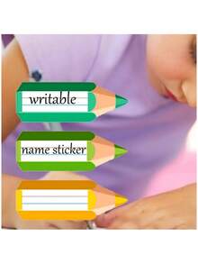 90pcs Colorful Pencil Shaped Name Tag Stickers - Student Desk Pencil Name Label Stickers, Item Recording Stickers, Self-Adhesive Markers, Suitable For Teachers Supplies, Back To School Stationery, School Supplies - Multicolor - View 5