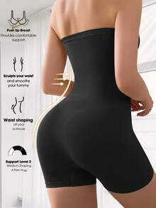 女士无缝无肩带塑身连体衣，防滑 | 告别繁琐的塑身衣 | 收腰、平腹、提臀，塑形必备 - 黑色 - 查看 2