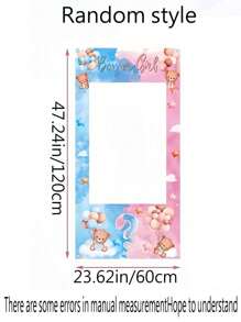 Baby Gender Reveal Party Backdrop - Cute Bear And Balloon Vinyl Photography Backdrop, Perfect For Baby Shower And Birthday Decorations , Home Decor, Baby Gender Reveal Party