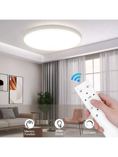 CANMEIJIA LED Ceiling Lights, Moderne Flush Mount Lights Bedroom, Dimmable Remote Control Lamps Living Room, Kitchen, Children's Hallway, Garage, Adjustable Temperatures, 220V view 11
