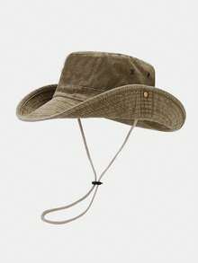 1pc Outdoor Fishing Hat Men British Style Sunshade Hat Summer Foldable Sun Protection Hat Washed Denim Bucket Hat Anti-UVMen's Sun Hat Summer Hat, Suitable For Summer Outdoor Activities Such As Hiking And Fishing