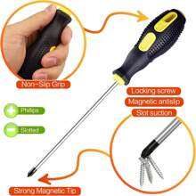 6pcs Magnetic Screwdriver Set, S2 Alloy Steel, 3 And 3 Flat Head Professional Cushioned Handle Screwdriver Set, Professional Repair Tool