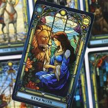 Stained Glass Tarot Cards - Premium Paper Board Game Deck For Divination & Insight - Yellow - View 3